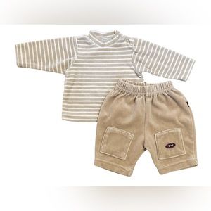 Vintage Baby Bebe Velour set in beige and white size 50 (0-3 months)